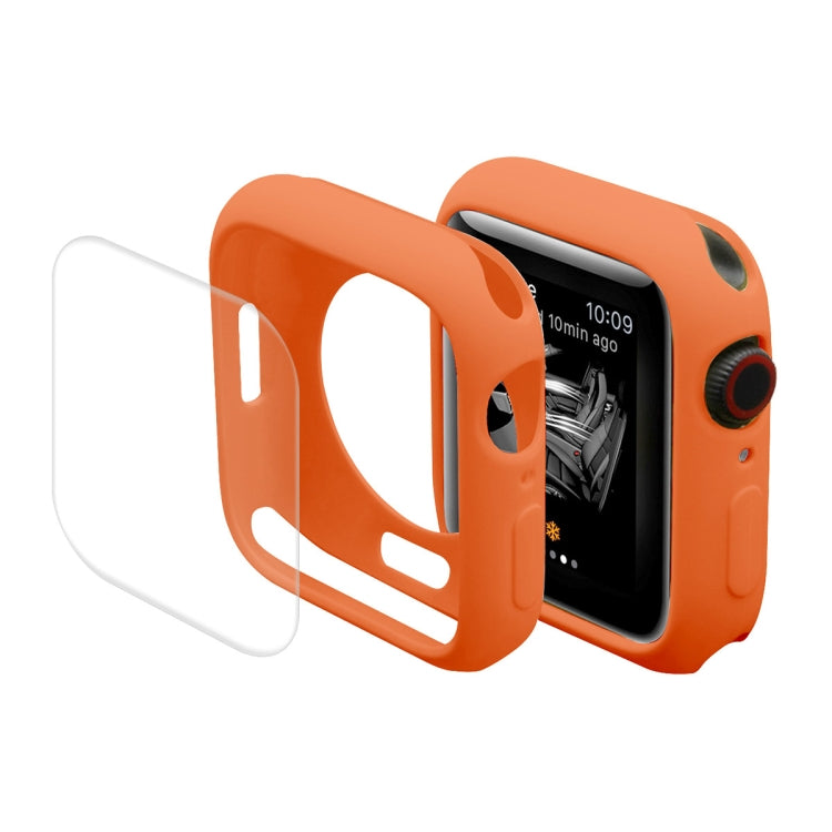 ENKAY Hat-Prince Protective TPU Watch Case + Full Coverage PET Screen Protector Film For Apple Watch Series 8 / 7 41mm(Orange) - Watch Cases by ENKAY | Online Shopping South Africa | PMC Jewellery | Buy Now Pay Later Mobicred