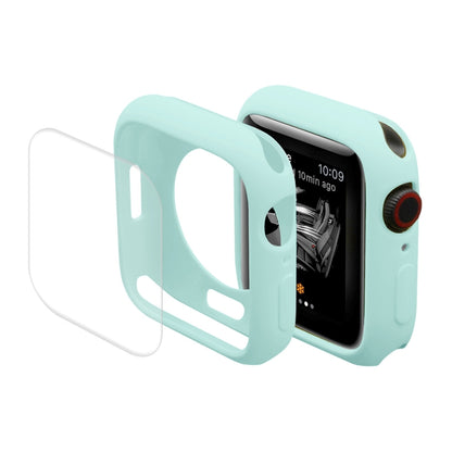 ENKAY Hat-Prince Protective TPU Watch Case + Full Coverage PET Screen Protector Film For Apple Watch Series 8 / 7 41mm(Light Blue) - Watch Cases by ENKAY | Online Shopping South Africa | PMC Jewellery | Buy Now Pay Later Mobicred