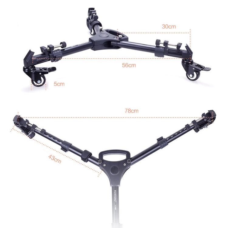 YUNTENG 900 Aluminium Alloy Camera Tripod Foot Wheel Tripod Pulley Base, Load 15KG - free shipping - PMC TechLife - Order now!
