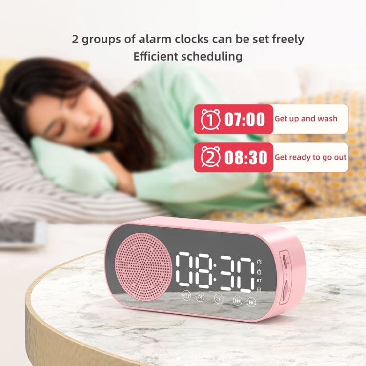 Z7 Digital Bluetooth 5.0 Speaker Multi-function Mirror Alarm Clock FM Radio(Pink) - Desktop Speaker by PMC TechLife | Online Shopping South Africa | PMC TechLife
