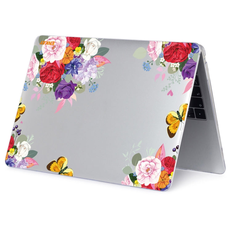 ENKAY Flower Series Pattern Laotop Protective Crystal Case For MacBook Pro 15.4 inch A1707 / A1990(Rose) - MacBook Pro Cases by ENKAY | Online Shopping South Africa | PMC Jewellery