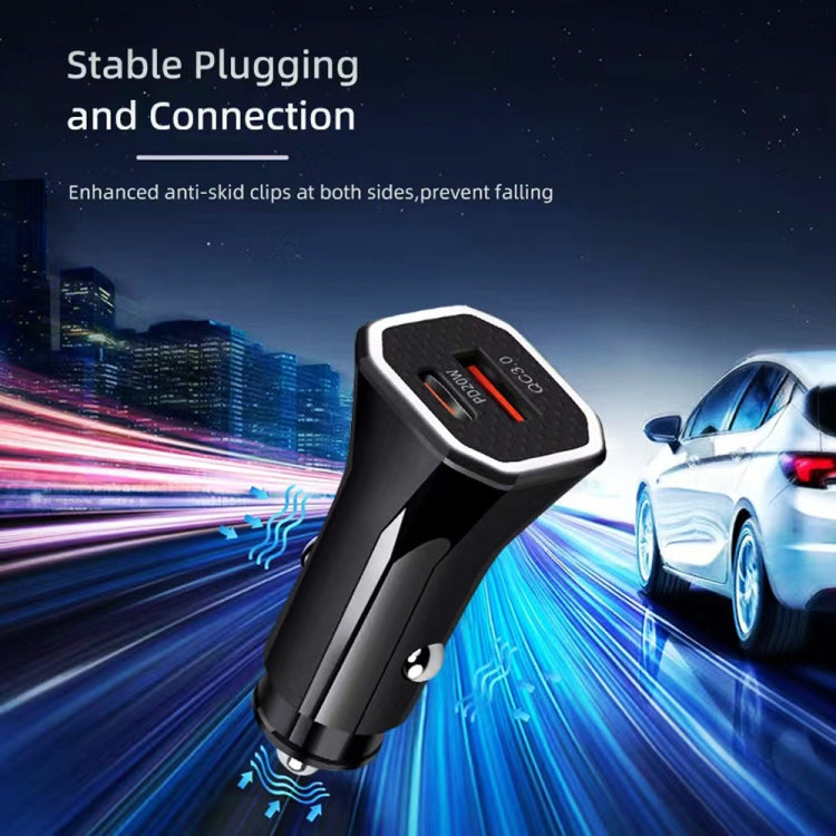 TE-P22 38W PD USB-C / Type-C + QC3. 0 USB Car Charger with 1m USB to USB-C / Type-C Data Cable(White) - Car Charger by PMC Jewellery | Online Shopping South Africa | PMC Jewellery