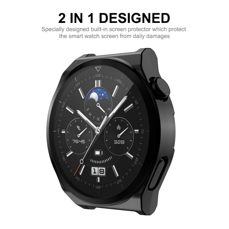 For Huawei Watch GT 3 Pro 46mm ENKAY Full Coverage Electroplated Soft TPU Case with Screen Protection(Black) - Watch Cases by ENKAY | Online Shopping South Africa | PMC Jewellery | Buy Now Pay Later Mobicred