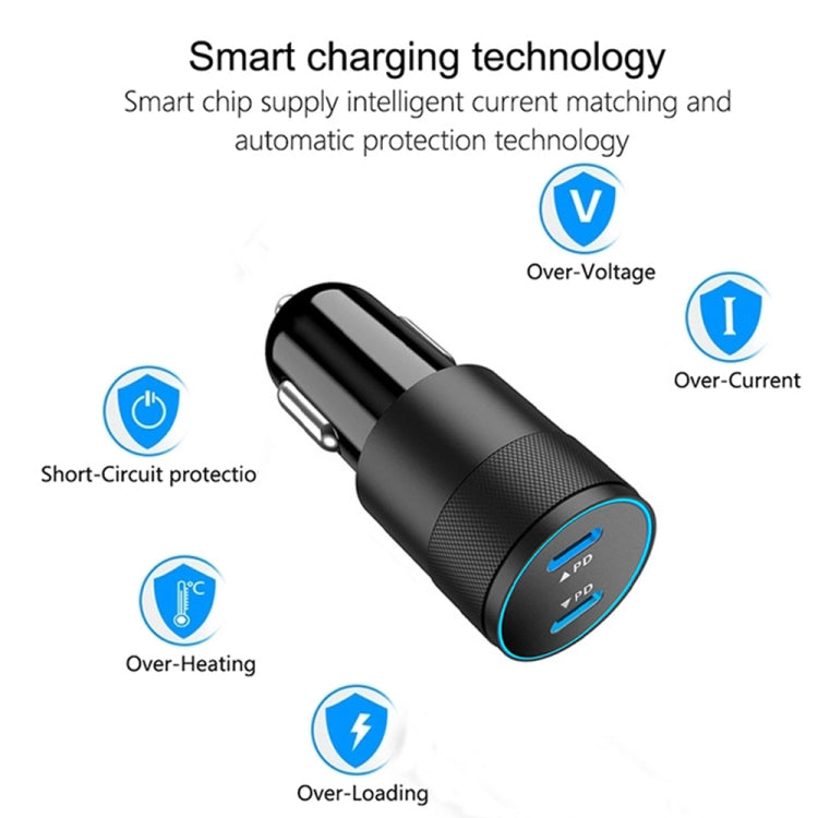 Dual PD 3.0 40W USB-C / Type-C Car Charger with 1m USB-C / Type-C to 8 Pin Data Cable(Grey) - Car Charger by PMC Jewellery | Online Shopping South Africa | PMC Jewellery