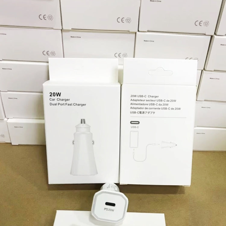 TE-P2 PD20W USB-C / Type-C Car Charger with Type-C to Type-C Data Cable(White) - Car Charger by PMC TechLife | Online Shopping South Africa | PMC TechLife