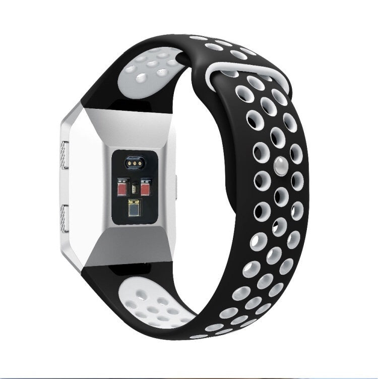 For Fitbit Ionic Breathable Two-tone Silicone Watch Band(Black White) - Watch Bands by PMC TechLife | Online Shopping South Africa | PMC TechLife | Buy Now Pay Later Mobicred