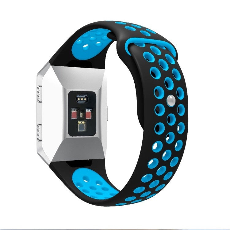 For Fitbit Ionic Breathable Two-tone Silicone Watch Band(Black Blue) - Watch Bands by PMC TechLife | Online Shopping South Africa | PMC TechLife | Buy Now Pay Later Mobicred