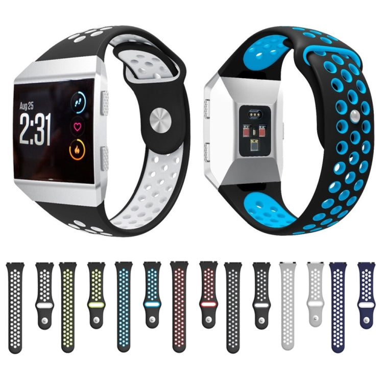 For Fitbit Ionic Breathable Two-tone Silicone Watch Band(Black Blue) - Watch Bands by PMC TechLife | Online Shopping South Africa | PMC TechLife | Buy Now Pay Later Mobicred