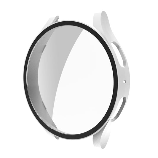 For Samsung Galaxy Watch5 44mm ENKAY Hat-Prince Full Coverage PC Frame + 9H Tempered Glass Case(White) - Watch Cases by ENKAY | Online Shopping South Africa | PMC Jewellery | Buy Now Pay Later Mobicred