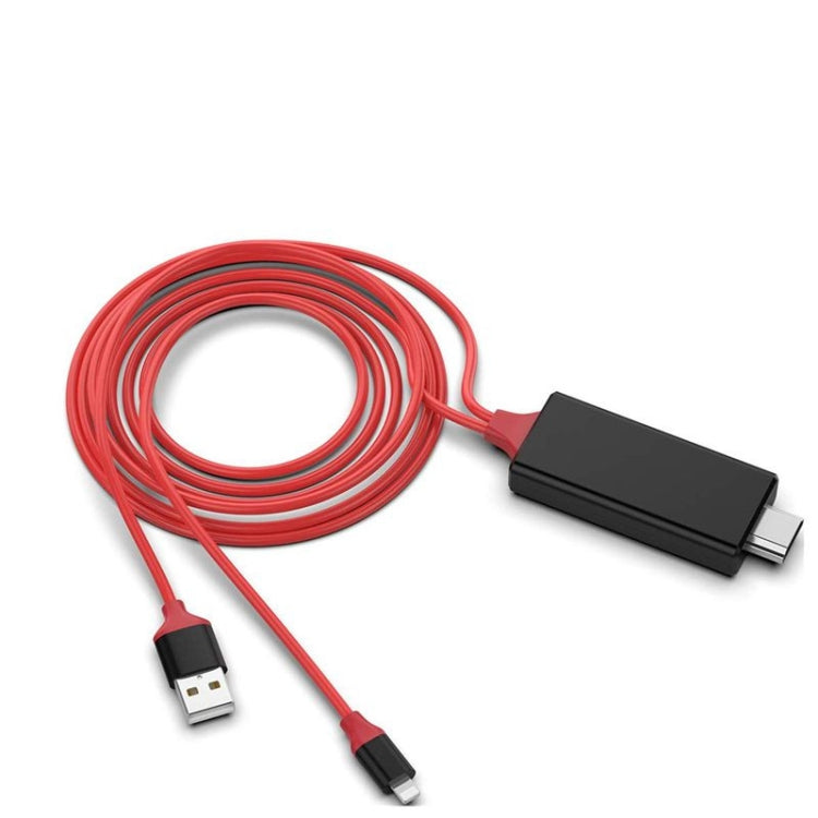 2m 1080P 8 Pin to HDMI Adapter Cable, Compatible with iPhone to HDMI Adapter(Red) - Video & Audio Cable by PMC TechLife | Online Shopping South Africa | PMC TechLife | Buy Now Pay Later Mobicred