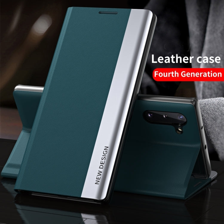 For Samsung Galaxy S23 Ultra 5G Side Electroplated Adsorption Leather Phone Case(Green) - Galaxy S23 Ultra 5G Cases by PMC TechLife | Online Shopping South Africa | PMC TechLife