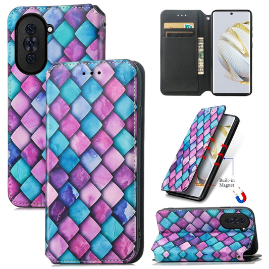 For Huawei Nova 10 CaseNeo Colorful Magnetic Leather Phone Case(Purple Scales) - Huawei Cases by PMC Jewellery | Online Shopping South Africa | PMC Jewellery