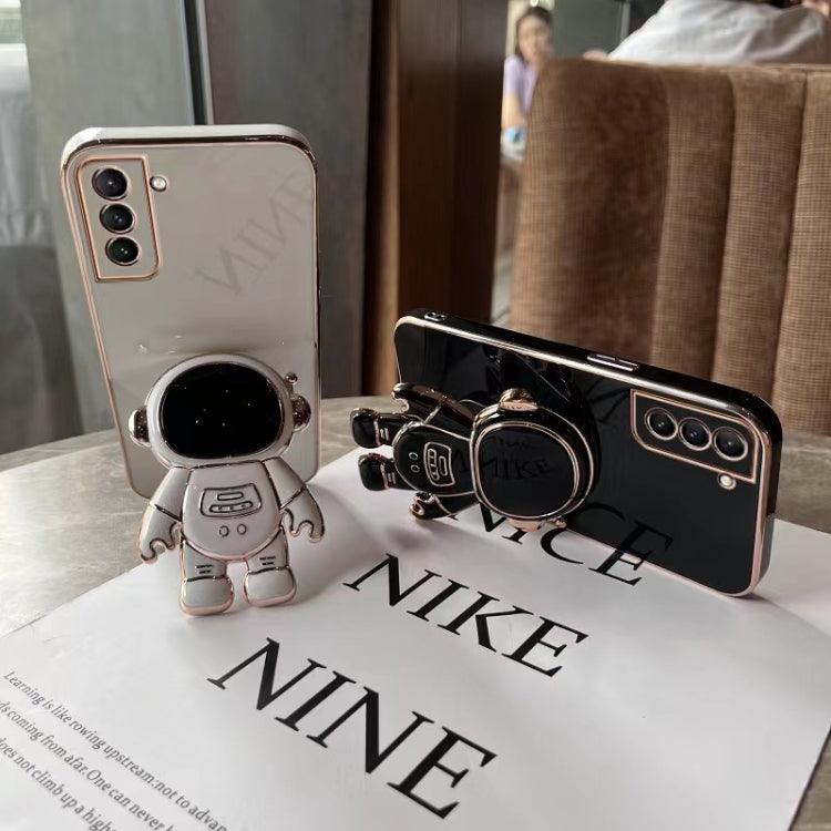 For Samsung Galaxy A50 Plating Astronaut Holder Phone Case(Black) - Galaxy Phone Cases by PMC TechLife | Online Shopping South Africa | PMC TechLife