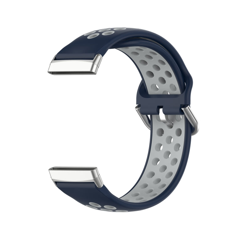 For Fitbit Sense Two-Color Perforated Breathable Silicone Watch Band(Dark Blue+Grey) - free shipping - PMC TechLife - Order now!