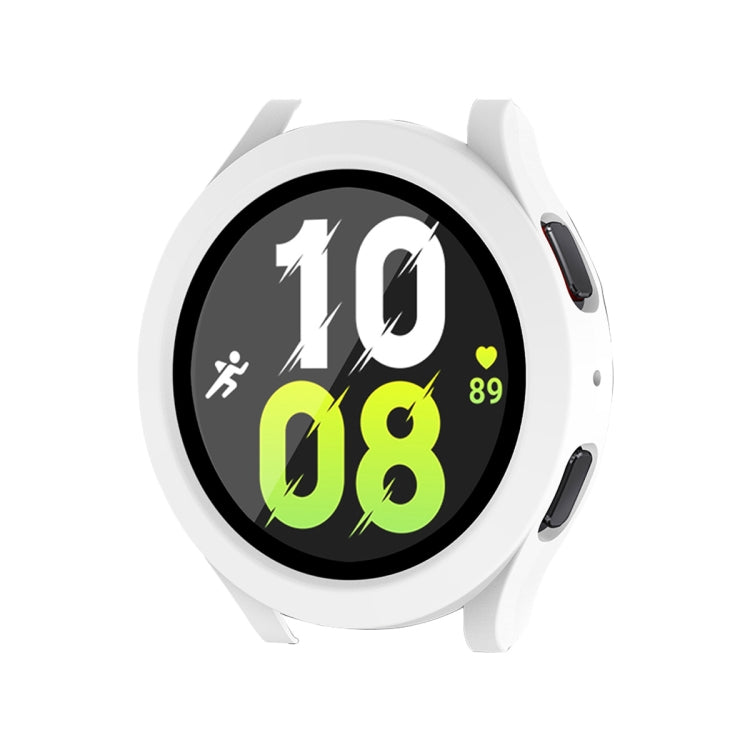 For Samsung Galaxy Watch4/5 40mm ENKAY Hat-Prince Waterproof Full Coverage PC Frame + 9H Tempered Glass Case(White) - Watch Cases by ENKAY | Online Shopping South Africa | PMC Jewellery | Buy Now Pay Later Mobicred