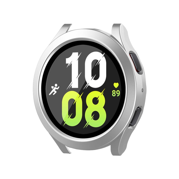 For Samsung Galaxy Watch4/5 40mm ENKAY Hat-Prince Waterproof Full Coverage PC Frame + 9H Tempered Glass Case(Bright Silver) - Watch Cases by ENKAY | Online Shopping South Africa | PMC Jewellery | Buy Now Pay Later Mobicred