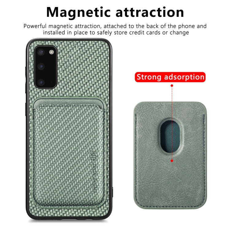 For Samsung Galaxy S20 Carbon Fiber Leather Card Magsafe Magnetic Phone Case(Green) - Galaxy Phone Cases by PMC Jewellery | Online Shopping South Africa | PMC Jewellery