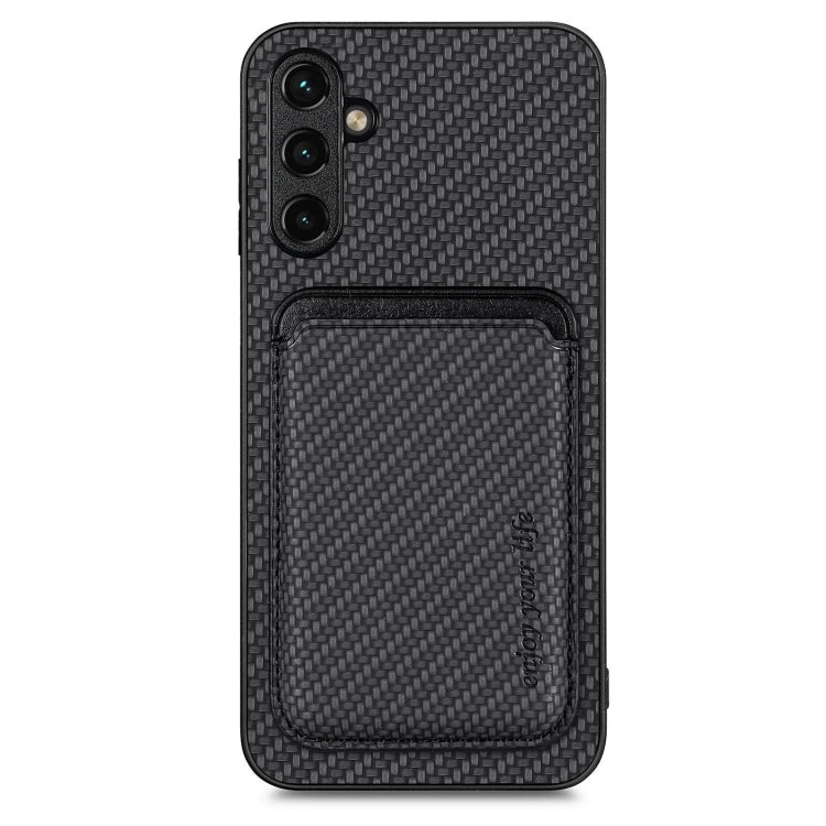 For Samsung Galaxy A54 5G Carbon Fiber Leather Card Magsafe Magnetic Phone Case(Black) - Galaxy Phone Cases by PMC TechLife | Online Shopping South Africa | PMC TechLife
