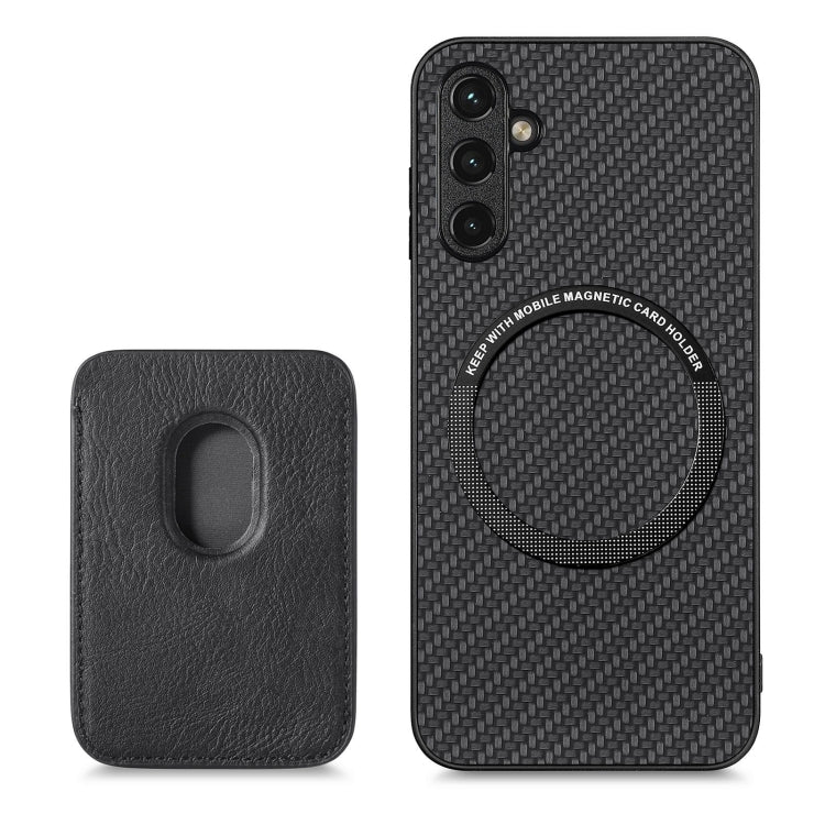 For Samsung Galaxy A54 5G Carbon Fiber Leather Card Magsafe Magnetic Phone Case(Black) - Galaxy Phone Cases by PMC TechLife | Online Shopping South Africa | PMC TechLife