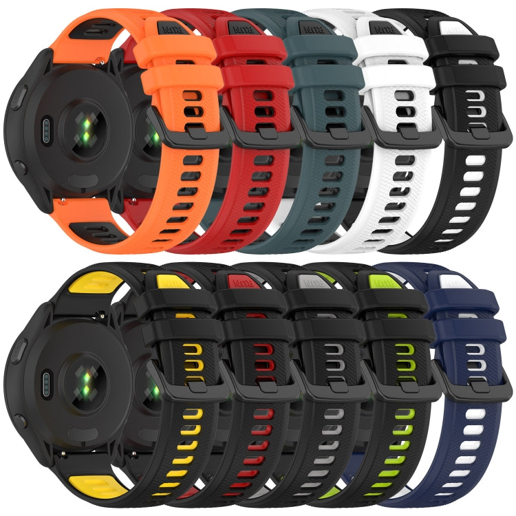 For Garmin Forerunner 255S Music 18mm Sports Two-Color Silicone Watch Band(Orange+Black) - Smart Wear by PMC Jewellery | Online Shopping South Africa | PMC Jewellery