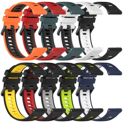 For Garmin Forerunner 265S 18mm Sports Two-Color Silicone Watch Band(Black+Grey) - Smart Wear by PMC Jewellery | Online Shopping South Africa | PMC Jewellery