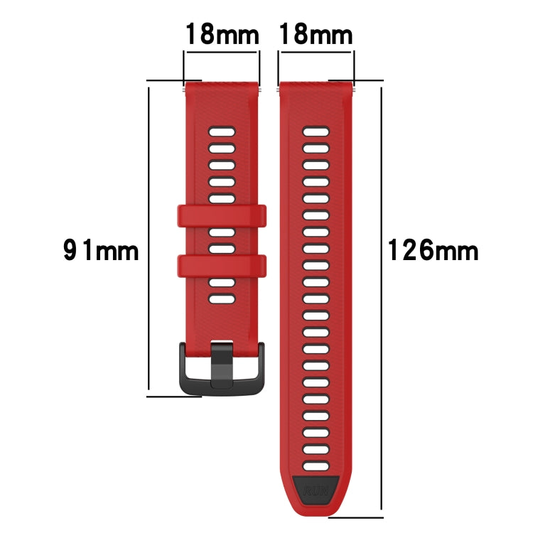 For Garmin Forerunner 265S Music 18mm Sports Two-Color Silicone Watch Band(Red+Black) - Smart Wear by PMC Jewellery | Online Shopping South Africa | PMC Jewellery