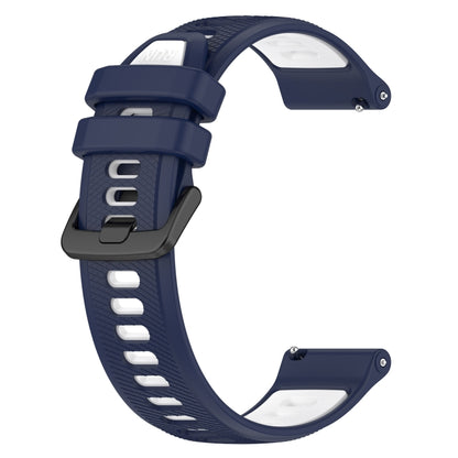 For Garmin Forerunner 265S Music 18mm Sports Two-Color Silicone Watch Band(Midnight Blue+White) - Smart Wear by PMC Jewellery | Online Shopping South Africa | PMC Jewellery