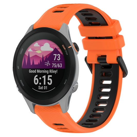 For Garmin Forerunner 255S 18mm Sports Two-Color Silicone Watch Band(Orange+Black) - Smart Wear by PMC Jewellery | Online Shopping South Africa | PMC Jewellery