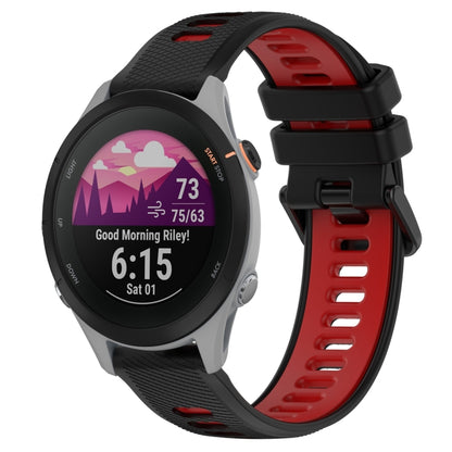For Garmin Forerunner 255S 18mm Sports Two-Color Silicone Watch Band(Black+Red) - Smart Wear by PMC Jewellery | Online Shopping South Africa | PMC Jewellery