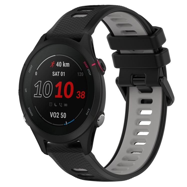 For Garmin Forerunner 255S Music 18mm Sports Two-Color Silicone Watch Band(Black+Grey) - Smart Wear by PMC Jewellery | Online Shopping South Africa | PMC Jewellery