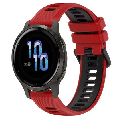 For Garmin Venu 2S 18mm Sports Two-Color Silicone Watch Band(Red+Black) - Smart Wear by PMC Jewellery | Online Shopping South Africa | PMC Jewellery