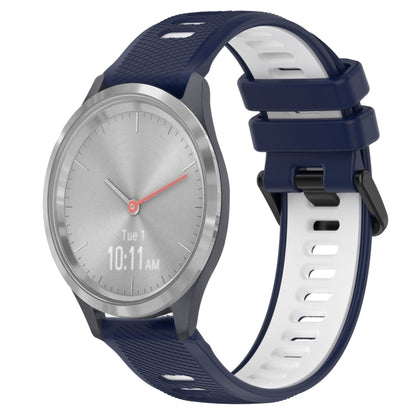 For Garmin Vivomove 3S 18mm Sports Two-Color Silicone Watch Band(Midnight Blue+White) - Smart Wear by PMC Jewellery | Online Shopping South Africa | PMC Jewellery
