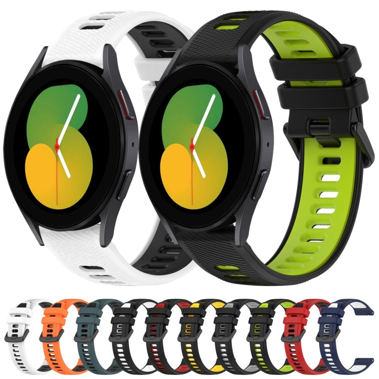 For Samsung Galaxy Watch5 44mm 20mm Sports Two-Color Silicone Watch Band(Orange+Black) - Smart Wear by PMC Jewellery | Online Shopping South Africa | PMC Jewellery