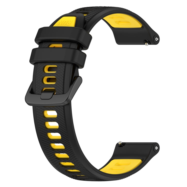 For Garmin Vivomove Trend 20mm Sports Two-Color Silicone Watch Band(Black+Yellow) - Smart Wear by PMC Jewellery | Online Shopping South Africa | PMC Jewellery