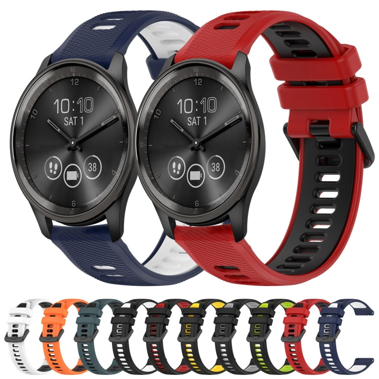 For Garmin Forerunner Sq2 Music 20mm Sports Two-Color Silicone Watch Band(Orange+Black) - Smart Wear by PMC Jewellery | Online Shopping South Africa | PMC Jewellery