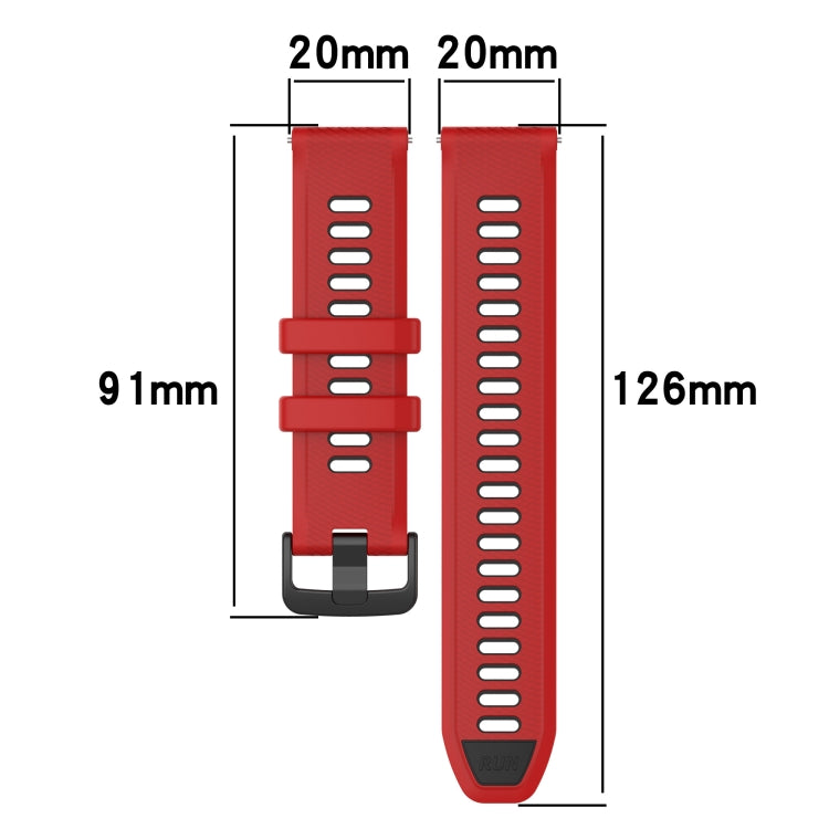 For Garmin Vivomove Trend 20mm Sports Two-Color Silicone Watch Band(Red+Black) - Smart Wear by PMC Jewellery | Online Shopping South Africa | PMC Jewellery