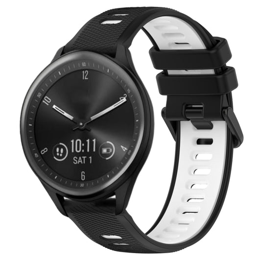 For Garmin Vivomove Sport 20mm Sports Two-Color Silicone Watch Band(Black+White) - Smart Wear by PMC Jewellery | Online Shopping South Africa | PMC Jewellery