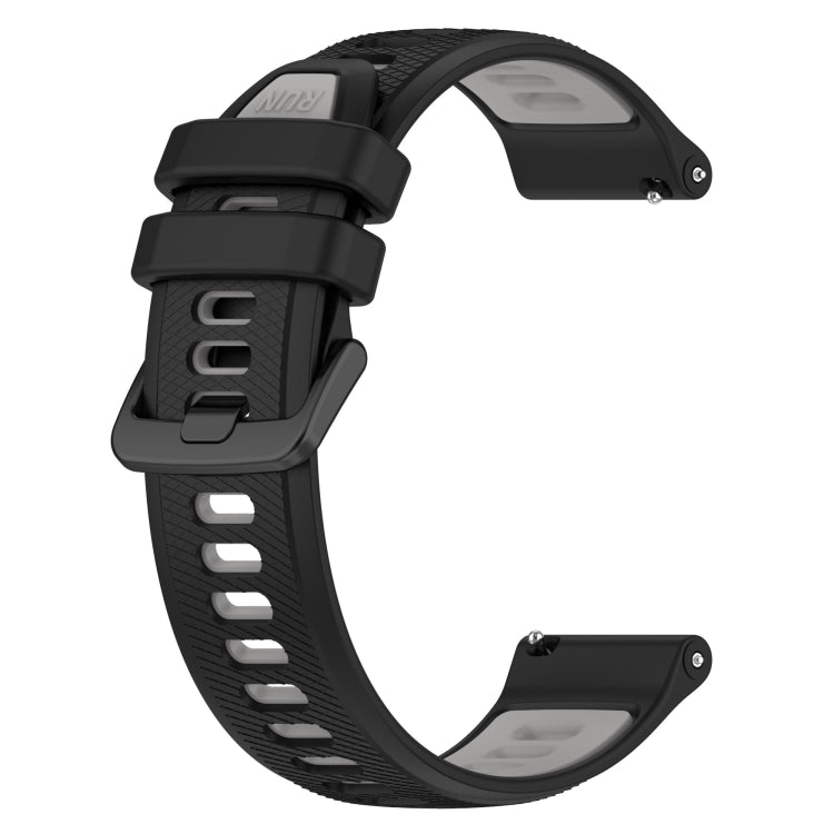 For Garmin Vivoactive3 Music 20mm Sports Two-Color Silicone Watch Band(Black+Grey) - Smart Wear by PMC Jewellery | Online Shopping South Africa | PMC Jewellery