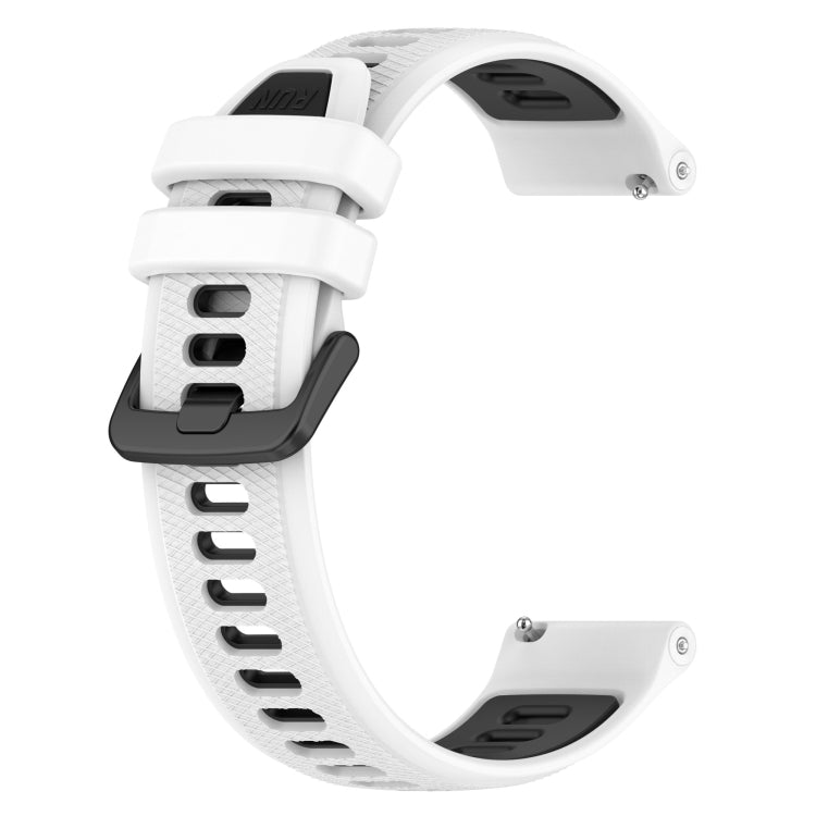 For Garmin VivoMove Luxe 20mm Sports Two-Color Silicone Watch Band(White+Black) - Smart Wear by PMC Jewellery | Online Shopping South Africa | PMC Jewellery