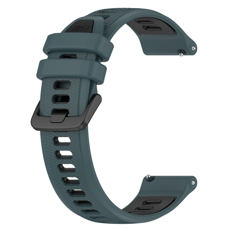 For Garmin VivoMove Luxe 20mm Sports Two-Color Silicone Watch Band(Olive Green+Black) - Smart Wear by PMC Jewellery | Online Shopping South Africa | PMC Jewellery