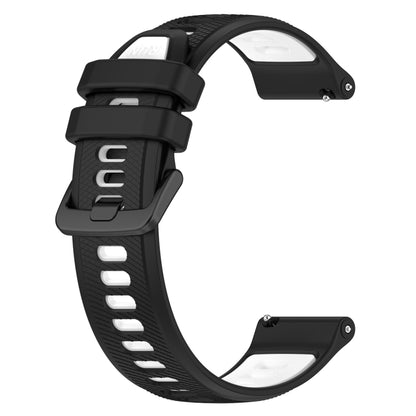 For Garmin Forerunner 245 Music 20mm Sports Two-Color Silicone Watch Band(Black+White) - Smart Wear by PMC Jewellery | Online Shopping South Africa | PMC Jewellery