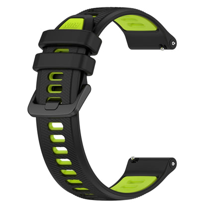 For Garmin Forerunner 645 20mm Sports Two-Color Silicone Watch Band(Black+Green) - Smart Wear by PMC Jewellery | Online Shopping South Africa | PMC Jewellery