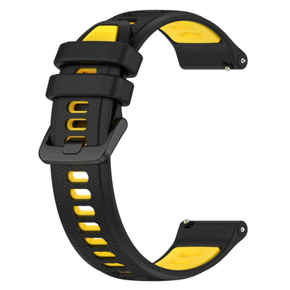 For Amazfit GTR 42mm 20mm Sports Two-Color Silicone Watch Band(Black+Yellow) - Smart Wear by PMC Jewellery | Online Shopping South Africa | PMC Jewellery