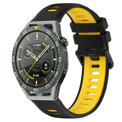 For Huawei Watch GT3 SE 22mm Sports Two-Color Silicone Watch Band(Black+Yellow) - Smart Wear by PMC Jewellery | Online Shopping South Africa | PMC Jewellery