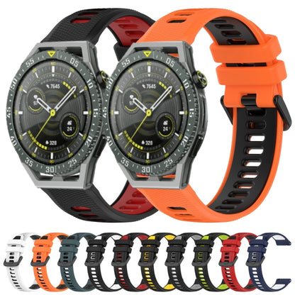 For Huawei Watch 3 Pro 22mm Sports Two-Color Silicone Watch Band(Black+Yellow) - Smart Wear by PMC Jewellery | Online Shopping South Africa | PMC Jewellery