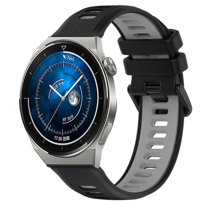 For Huawei Watch GT3 Pro 46mm 22mm Sports Two-Color Silicone Watch Band(Black+Grey) - Smart Wear by PMC Jewellery | Online Shopping South Africa | PMC Jewellery