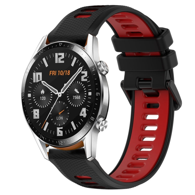 For Huawei GT2 46mm 22mm Sports Two-Color Silicone Watch Band(Black+Red) - Smart Wear by PMC Jewellery | Online Shopping South Africa | PMC Jewellery