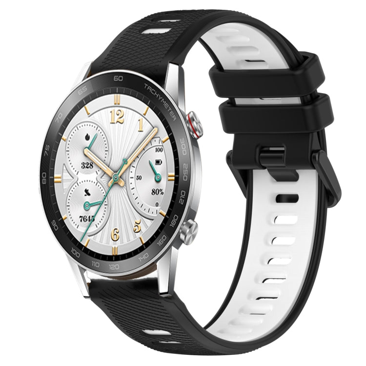 For Honor Watch GS 3i 22mm Sports Two-Color Silicone Watch Band(Black+White) - Smart Wear by PMC Jewellery | Online Shopping South Africa | PMC Jewellery
