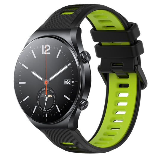 For Xiaomi MI Watch S1 22mm Sports Two-Color Silicone Watch Band(Black+Green) - Smart Wear by PMC Jewellery | Online Shopping South Africa | PMC Jewellery