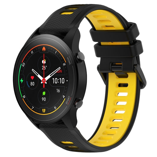 For Xiaomi MI Watch S1 Pro 22mm Sports Two-Color Silicone Watch Band(Black+Yellow) - Watch Bands by PMC Jewellery | Online Shopping South Africa | PMC Jewellery